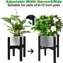 Rnined Adjustable Plant Stand Indoor,Bamboo Mid Century Modern Plants Stands, Stable Plant Holder,Fit 8 9 10 11 12 inch Pots (Pot & Plant Not Included)(Black)