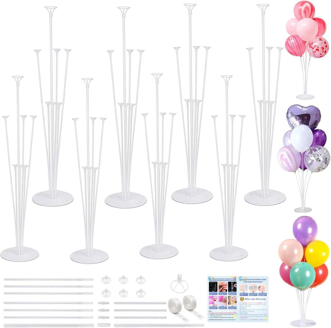 8 Pack Balloon Stand Kit, Fenxyo Balloon Sticks Holder with Base for Table Graduation Birthday, Balloon Sticks Holder for Wedding Birthday Christmas Halloween Party Decoration