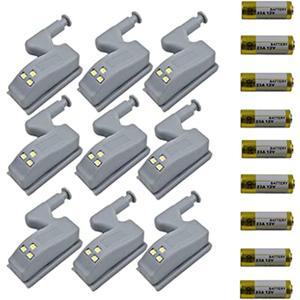 9 Pcs Universal Cabinet Cupboard Hinge LED Light Sensor Light for Modern Kitchen Home Lamp-Warm White with Battery