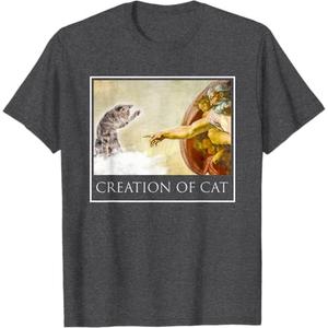 Creation of Cat - Funny Cat Men Women Girls Kids T-Shirt Gray XL