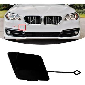 Front Bumper Tow Hook Cover for BMW 5 Series F10 F11 528i 535d 535i 550i Sedan Right Passenger Side Front Bumper Towing Eye Cap 2014-2016 51117332682 (Black)