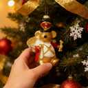 WDS WONDROUS Mouse Ornament Hanging Ball Christmas Decor - 3.14 Cute Animal Glass Ornament, Gold & White Christmas Mouse Decoration, Small Funny Ornaments for Xmas Tree Winter Holiday Decor Party