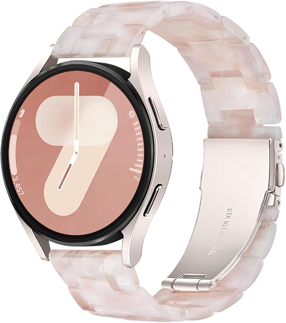 Resin Bands Compatible with Samsung Galaxy Watch 7 FE 6 5 40mm 44mm/Pro 45mm,Galaxy Watch 4 40/44mm,Galaxy Active 2 40/44mm,20mm Band for Galaxy Watch 6 4 Classic 42mm 43mm 46/47mm Watch 3 41mm Women