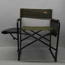 GLACIERS EDGE Ridge Aluminum Camping Directors Chair with Side Table Pocket, Portable Folding Chair, Heavy Duty Lawn Chair for Fishing Trip Picnic Concert Outdoor 400lbs, Green