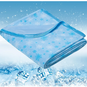 OIGAE Cooling Blanket for Hot Sleepers – Thin Summer Cooling Blanket Throw Size, Q-Max >0.5 Lightweight Cooling Throw Blanket for Bed, Couch, or Sofa – Snowflake Cool Blankets, (Blue, 50" x 70")