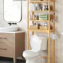 SONGMICS Over The Toilet Storage, 4-Tier Over Toilet Bathroom Organizer with Adjustable Shelves, 10.2 x 24.8 x 72.8 Inches, Space-Saving, Natural Beige UBTS041N01