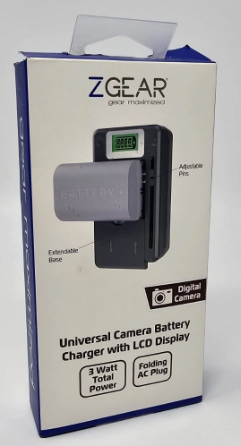 ZGEAR - Universal Camera Battery Charger W/LCD Charge Display ZGEAR - Universal Camera Battery Charger W/LCD Charge Display