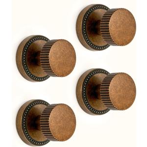 4 x Asidrama 4 Pack Antique Brass Passage Door Knobs with Lock, Vintage Door Handles with Antique Brass Door Knobs Interior for Bedroom or Bathroom, Heavy Duty Door Lever for Left Right Sided Doors