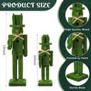 Weysat 2 Pcs Flocked Easter Nutcracker Figure Wooden Moss Nutcracker Figures with Straw Woven Bow Easter Ornament for Festival Party Gift Shelves Table Desktop Fireplace Decor, 10inch, 15inch