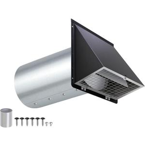 4 Inch Dryer Vent Cover Outside,4" Dryer Vent Cover Outdoor,Dryer Wall Vent Exhaust Vent Cover,Hooded Wall Vent with Screen & Damper,Exterior Dryer Vent Hood Cap for Duct,Exhaust Fan,Galvanized Steel
