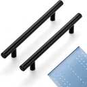Ravinte 30 Pack | 7.38'' Cabinet Pulls Matte Black Stainless Steel Kitchen Drawer Pulls Cabinet Handles 7-3/8Length, 5 Hole Center with Mounting Template