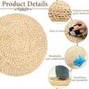 Barydat 8 Pcs Floor Cushions Round Large Pillow Seating Meditation Floor Pillow Boho Natural Woven Seat Cushion Japanese Tatami Cushion for Yoga Room Balcony Chair Pad, 15.75 Inch