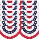 12 Pack USA Pleated Fan Flag, 1.5x3 Ft American US Flag Patriotic Bunting Stars and Stripes Banner with Canvas Header and Brass Grommets for 4th of July Memorial Day Indoor Outdoor Decoration