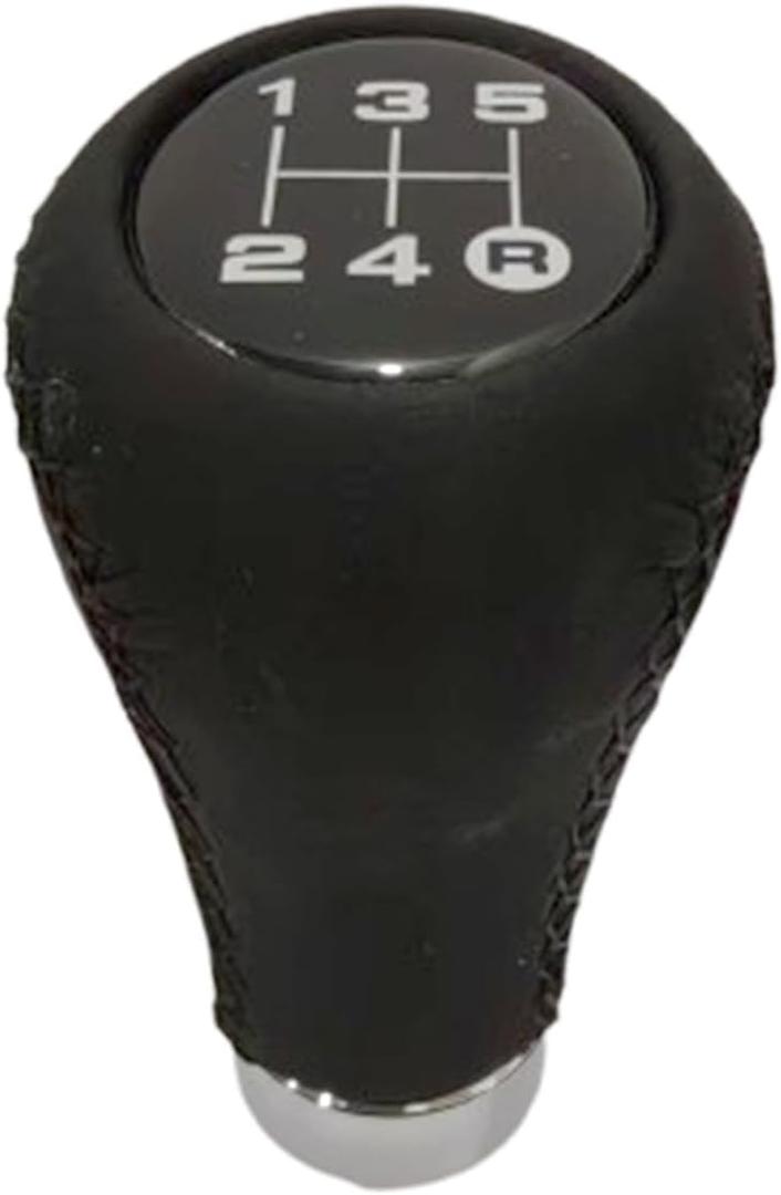 VBT Universal 5-Speed Leather Shift Knob with Boot Cover in Black - Fits Most Manual Transmission Cars (3.63" L x 1.86" W x 1.12" H)