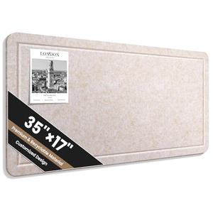 Large Bulletin Board, 35 X 17 Inches Felt Cork Board with 40 Pushpins, Foldable Felt Notice Pin Board Photo Display Board with Self-Adhesive Tape for Office Home School (Oatmeal, 35x17 inch)