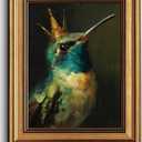 Vintage Gold Framed Wall Art Hummingbird Canvas Art Prints Whimsical Bird Pictures Wall Decor Boho Painting Artwork for Living Room Bedroom Bathroom Hummingbird, Framed, 8x10in Gold Framed