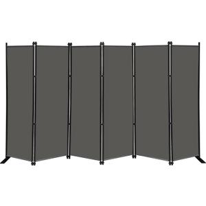 MAYOLIAH 6 Panel Folding Privacy Screen 9ft Wide, 6ft Tall Partition Room Divider Portable Office Walls Dividers Room Separator, Grey