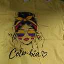 Colombian Girl Colombia Flag Proud Afro Colombian Women T-Shirt, Yellow, Large