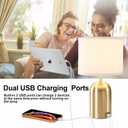 GyroVu Bedside Lamp with USB Port, Touch Control Table Lamp for Bedroom, Dimmable Modern Nightstand Lamp with Fabric Shade Gold Base for Living Room, Dorm, Home Office, LED Bulb Included
