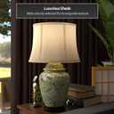 Red Lantern 25" Jade Green Birds and Flowers Lamp