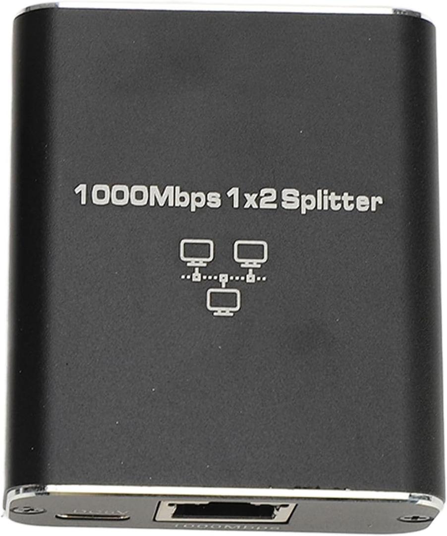 1 to 2 Ethernet Splitter, High Data Throughput, USB Cable Powered, Premium Materials, Wide Compatibility, Ethernet Splitter with 1000Mbps for Cat5/5e/6/7/8 Cable, RJ45 Splitter