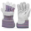 5015 5 Pairs Pack Leather palm work gloves cowhide leather suede finish, single or double palm, 100% Leather and 100% Cotton Back, Grey