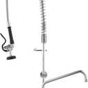 VEVOR Commercial Faucet with Pre-Rinse Sprayer, 36" Height, 8" Center, 12" Swing Spout, Wall Mount Kitchen Sink Faucet, Brass Constructed Device with Pull Down Spray, for 1/2/3 Compartment Sink