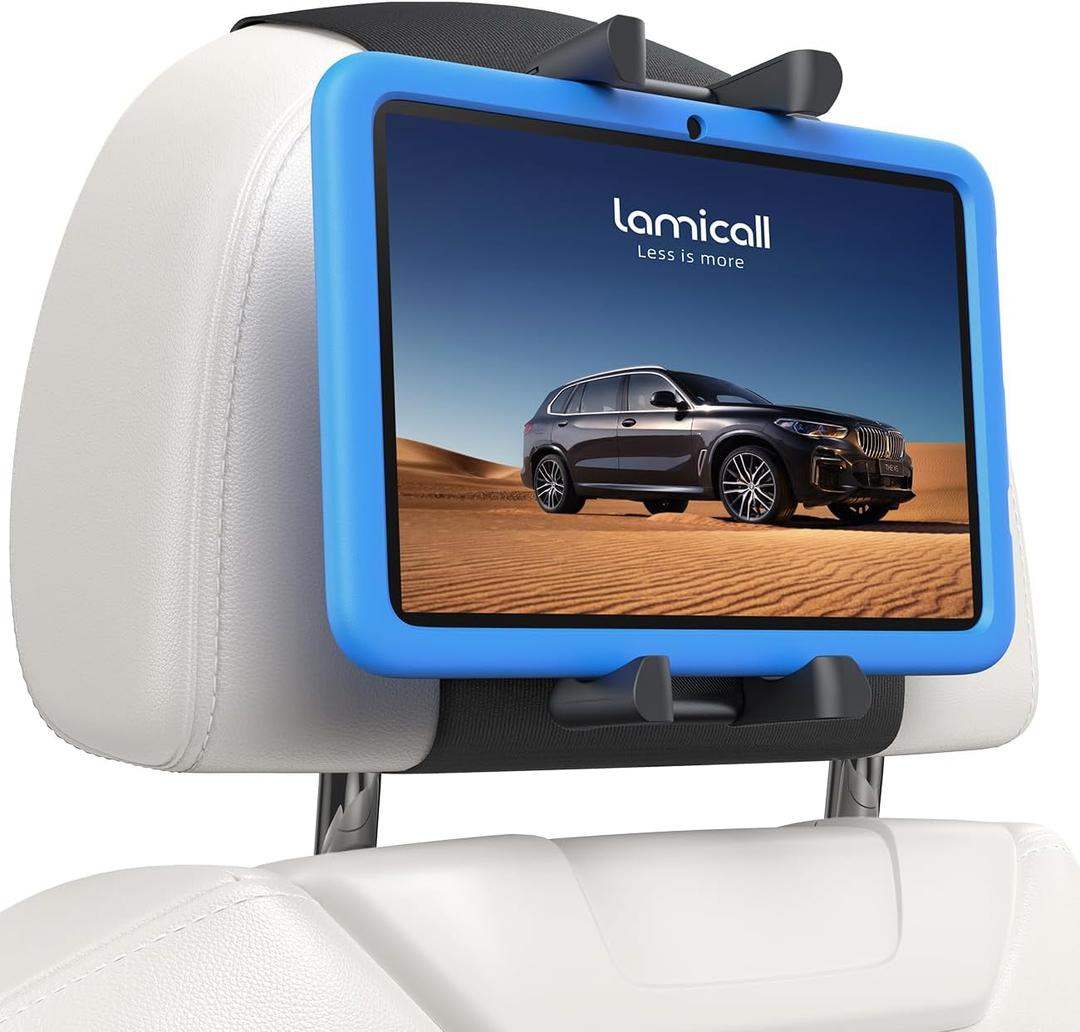 Lamicall Tablet Holder for Car Headrest - [Thick Case Friendly] [360 Rotation] Car Tablet Mount for Backseat, Road Trip Essentials for Kids, for iPad Pro, Air, Mini, Galaxy, Fire HD, 6.1-13" Tablets