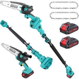 8" Electric Pole Saws for Tree Trimming, 1000W Brushless Motor
2-in-1 Mini Chainsaw Cordless with Extension Pole, Battery Powered Chain Saw Pole Pruner for Cutting Tree Limbs