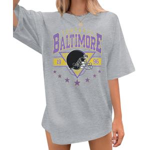 Oversized Football Shirts Women Game Day Tshirt Football Outfits Team Fan Gifts Tee Tops Grey