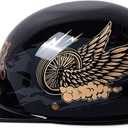 Vintage Retro Open Face Motorcycle Helmet Baseball Cap Half Helmets Fashion Street Adult Open Face Motorcycle Helmet Skull Cap Men Women for Moped Cap Jet Scooter, Flywheel, XL