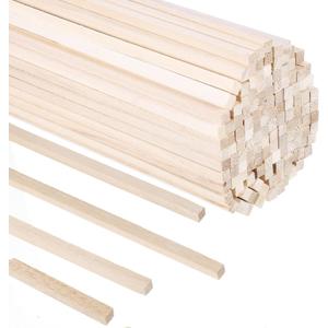 140Pcs 1/4" x 12" Balsa Wood Sticks, Square Dowel Rods Unfinished Balsa Wood Strips Hardwood Sticks for Crafts DIY Projects Models Making