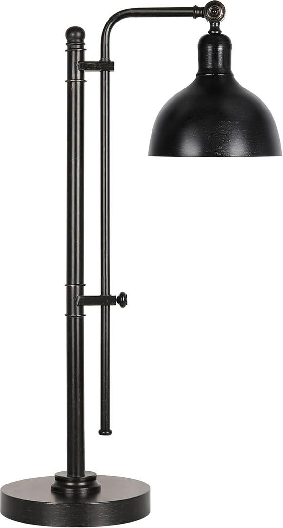 PARTPHONER Industrial Adjustable Desk Lamp for Home Office, Farmhouse Table lamp 29''-38'', Rustic Metal Task Desk Lamp in Aged Bronze Finish, Vintage Reading Lamp for Study RoomBlack