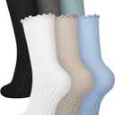 6 Pairs Grip Pilates Socks for Women, Non-slip Yoga Athletic Socks for Barre Ballet Barefoot Workout Hospital (Small-Medium, Multicolor 09)