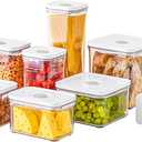 Premium Airtight Food Storage Containers Mega 8P/Set. Total 46.11cup, 7pcs Container and Vacuum Sealer. Smart One-Click Seal Lid, Patented Double Silicone Lining, 100% Leak Proof, BPA-FREE