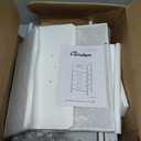 Furnulem 5 Drawers Dresser with Charging Station, Tall Night Stand with Open Shelf, Storage Tower with PVC & Fabric Drawer, Bedside Table for Bedroom, Closet, Entryway, 3 Ways to Use, White