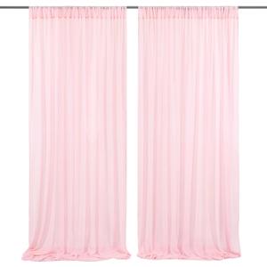 Chiffon Backdrop Curtain Pink Sheer Curtain Backdrop 5ft x 10ft 2 Pieces Wedding Party