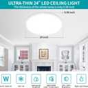 24'' Large Flush Mount Ceiling Light Fixture Dimmable with Remote Control