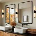 Bathroom Vanity Mirror for Wall, 2-Pack 36"x24" Wall Mounted Bathroom Mirror for Over Sink with Sturdy Metal Frame, Vertical or Horizontal, Living Room, Bedroom, Entryway(Black)
