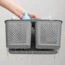 UUJOLY Plastic Portable Shower Caddy Bucket, Cleaning Shower Basket with Handle Compartments Storage Organizer for Bathroom Kitchen College Dorm Sink, Grey