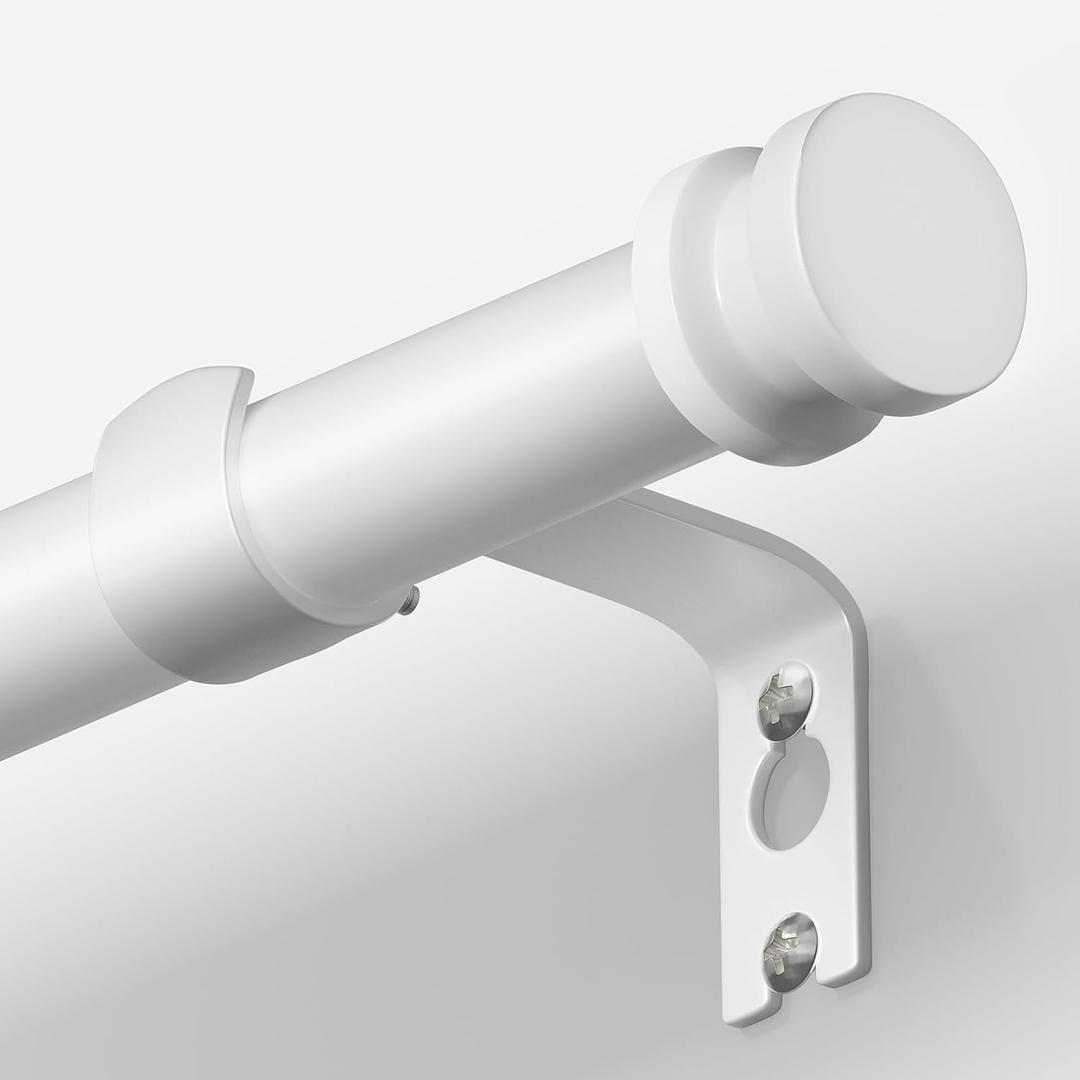 TKZTKZ Sturdy Durable Curtain Rod:White Curtain Rods for Windows 18-60 Inch,Adjustable Heavy Duty Curtains Rod for Bedroom/Kitchen/Dorm/Apartment/Door,Small Modern Decorative Drapery Rods (All-Metal)