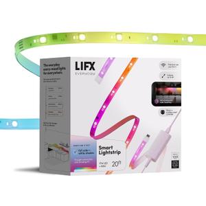 LIFX Everyday 20ft Smart LED Lightstrip with Matter, RGB + Tunable White, Wi-Fi Color Changing Light Strip, Cuttable & Extendable, No Hub Required, Compatible with Alexa & Google