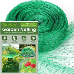 13X65Ft Bird Netting for Garden Protect Vegetable Plants and Fruit Trees, Plastic Trellis Netting for Birds, Deer, Squirrels and Other Animals