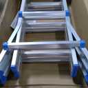 A Frame 5 Step Telescoping Ladder, 16 FT Reach Height Muti Position Folding Ladder with Flared Leg, 330 lbs Bearing Capacity Folding Aluminum Ladder for Stairs Home Indoor Outdoor Roof Use (Blue)