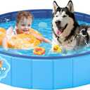 YSJILIDE Portable Dog Pool PVC Pet Swimming Pool Bathtub Collapsible, Hard Plastic for Pets to Swim and Bath (L-48"x 12" Blue)