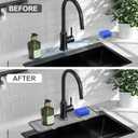 Silicone Faucet Mat for Kitchen Sink Gen 2 Splash Guard with Upgraded Outlet & Slope 18 x 5.1 Water Catcher & Sink Sponge Holder for Kitchen and Bathroom (Gray)