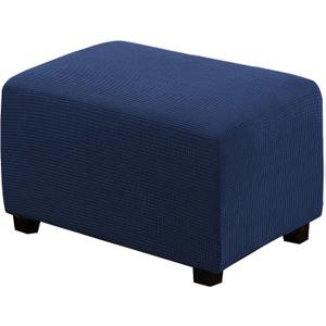 H.VERSAILTEX Ottoman Cover Slipcover Rectangle Fit Length 33"-38" Footrest Sofa Slipcovers Stool Cover Footstool Protector Covers Feature Stretch Thick Soft Jacquard Fabric Removable Washable - Navy X-Large