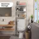 Home Zone Living Over-the-Toilet Bathroom Storage Organizer with 3-Tier Shelves and Adjustable Feet, Freestanding Steel Frame Design, White, 10.6 inches x 22.8 inches x 65 inches