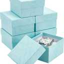 BENECREAT 6 Pack Kraft Cardboard Watch Storage Gift Box, 3.2x3x2inch Rectangle Present Jewelry Box with Nonwoven Cloth Cushion for Bangle Wrist Watch Bracelet Packaging, Pale Turquoise