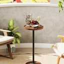 CHOEZON Drink Table, Small Round Side Table for Small Spaces, Thickened Base End Table, for Living Room, Bedroom, Rustic Brown and Black TBZ30BF